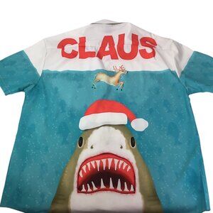 Hardaddy NWT Shark Jaws Claus Shirt Christmas Men's Size XL Stretch Colorful